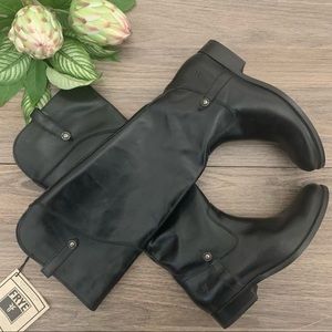 FRYE Melissa tab tall black leather boots